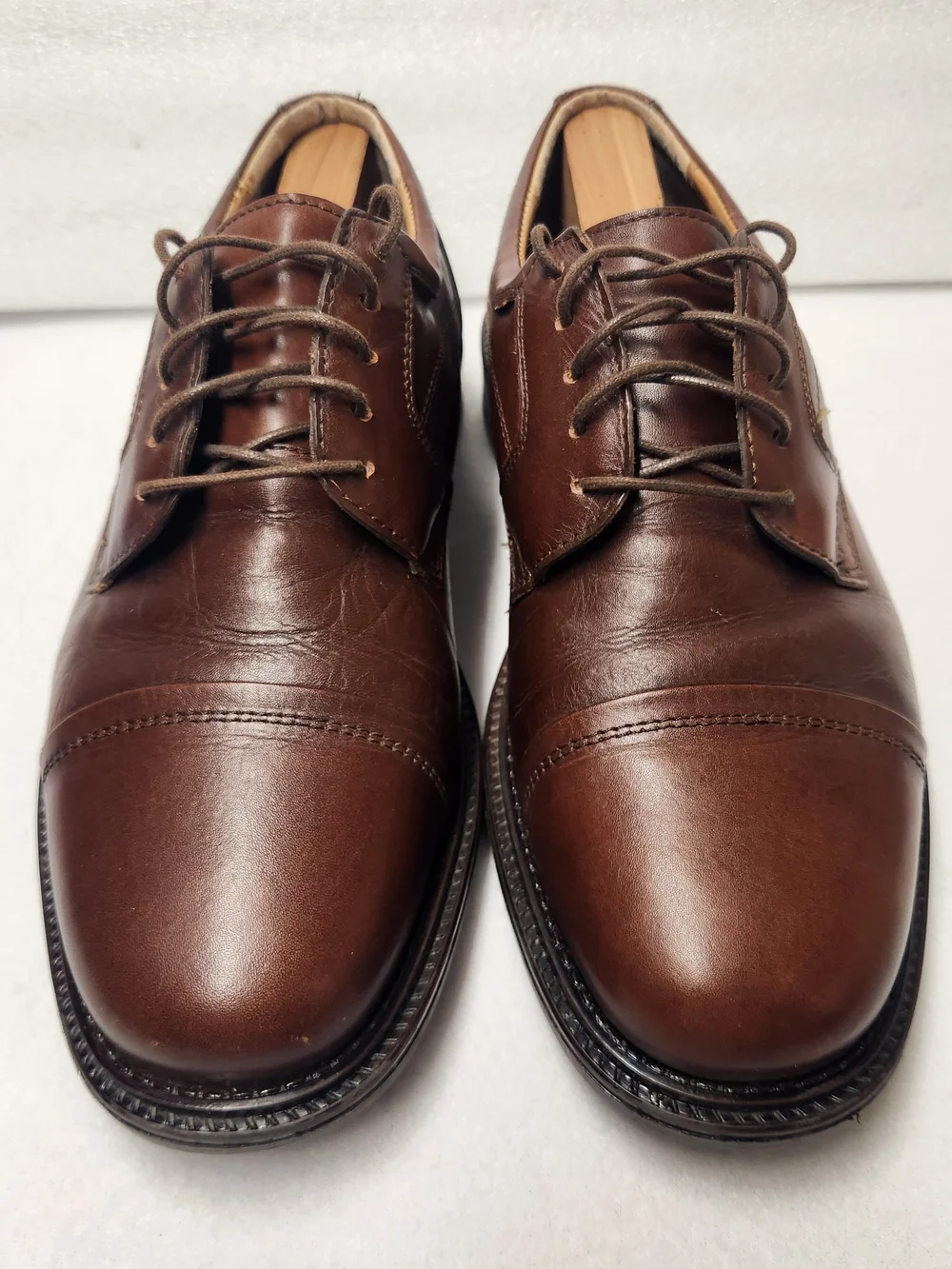 Florsheim @ease Brown Leather Cap-Toe Derby Shoes Size 9 Classic Wedding Office